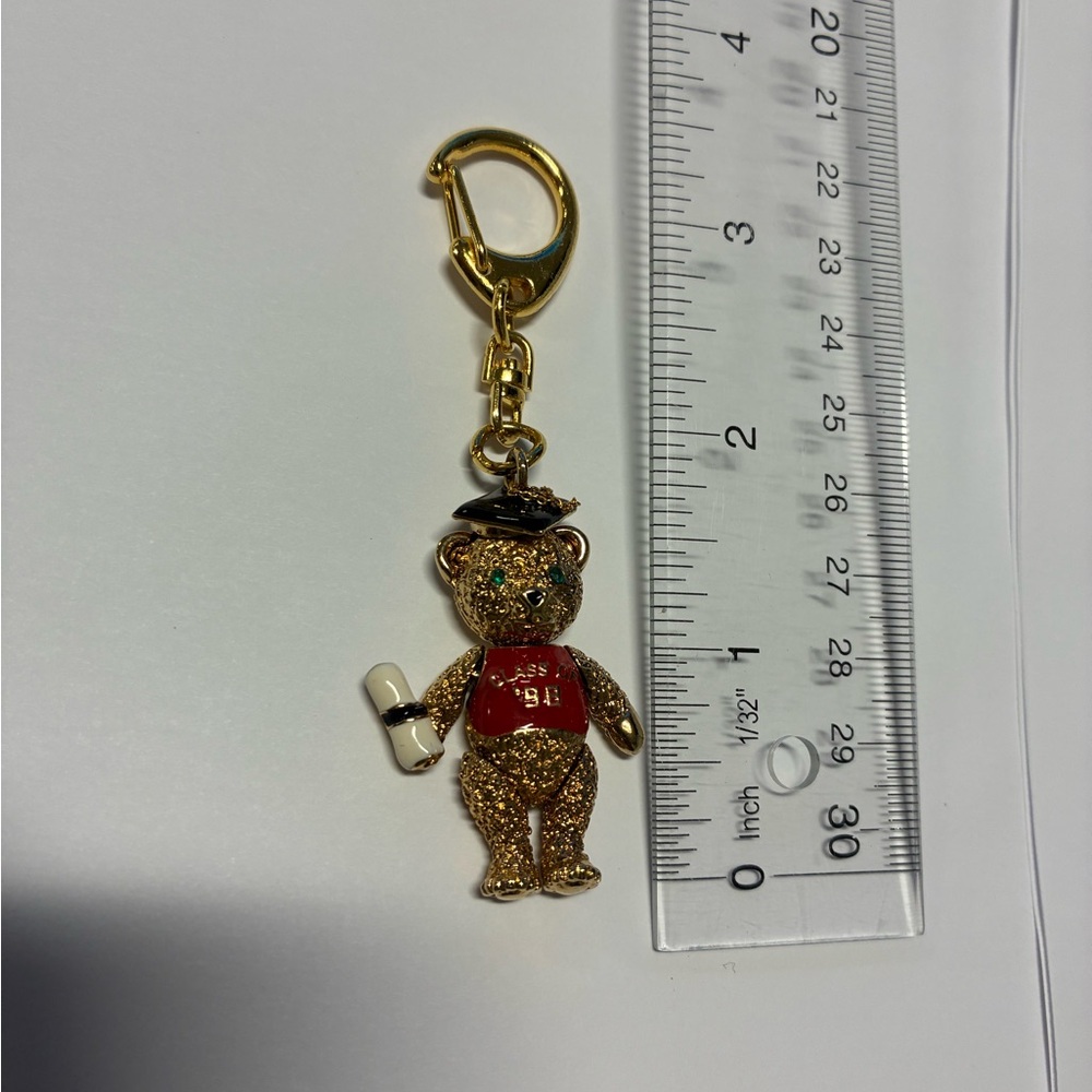 Vintage Teddy Bear Keychain with Red Accents - Picture 6 of 6